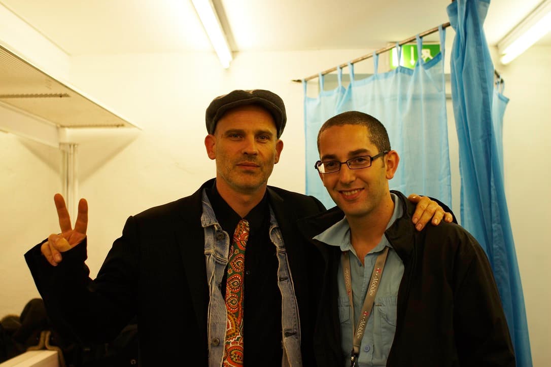 David Gluzman backstage in Graz with Jonathan More of Coldcut