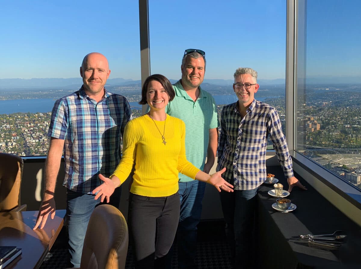 The Wine Folly team in 2019: Matthew Protti, Madeline Puckette, Ben Andrews and David Gluzman
